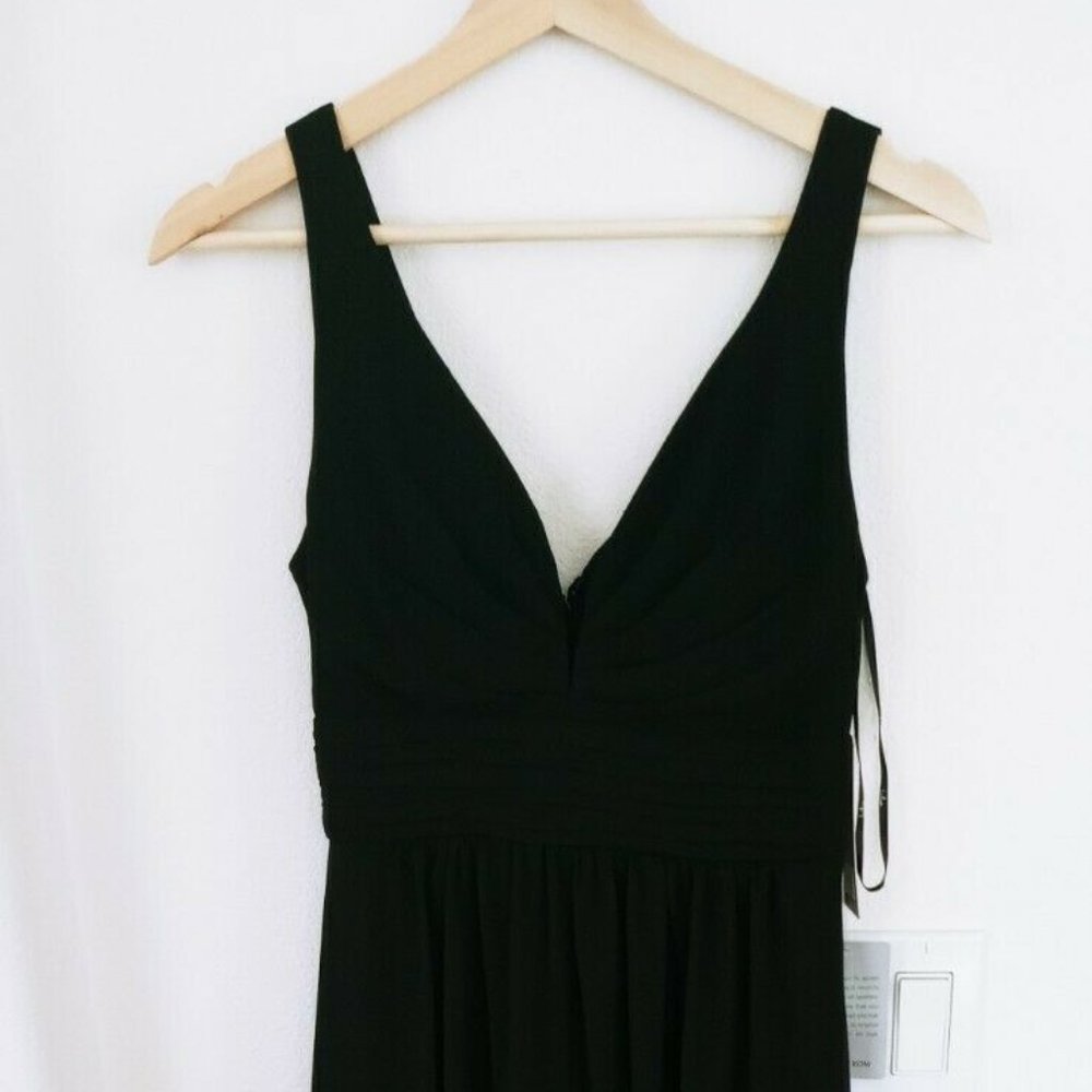 lulus vneck chiffon a-line gown black size xsmall